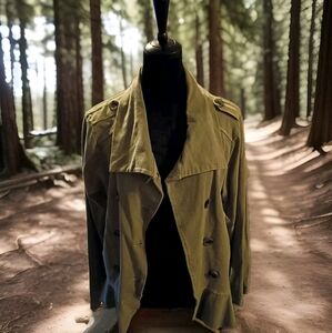 SALE * Paprika Olive Green Army Utility Pea Coat Jacket M, L